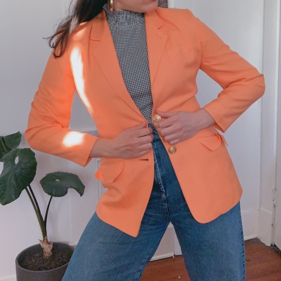 Vintage Peach Orange Linen Blend Blazer - Picture 4 of 7